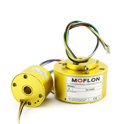 qualité  Aluminum Alloy Moflon Electrical Rotary Joints Through Slip Ring Rotating Electrical Connector Through Hole Bored Slip Ring With 1-500 Wires 2A usine
